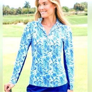 ❗️Nordstrom SP Golf Tennis Athletic Paisley Long Sleeve 1/4 Zip Pullover Top